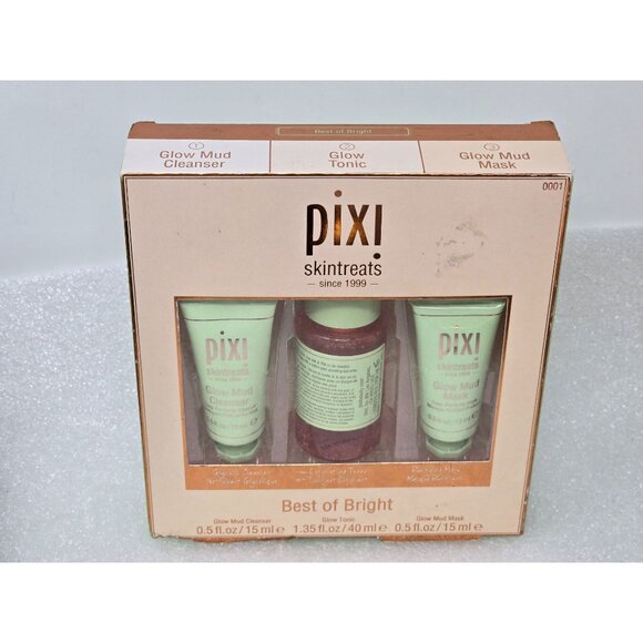 Pixi Skintreats Best Of Bright Set  3-Piece Glow Mud Cleanser Tonic & Mask - Picture 1 of 2
